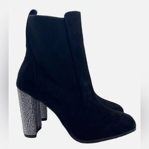 Aldo NEW Women's Boots Aurla Black Vegan Rhinestone Glam Heeled Night Out Size 9